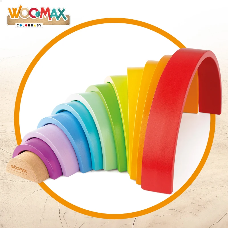 Arcoíris de Madera WOOMAX XL 11 Piezas Educativo, 36,5x6x18,5 Cm, Multicolor