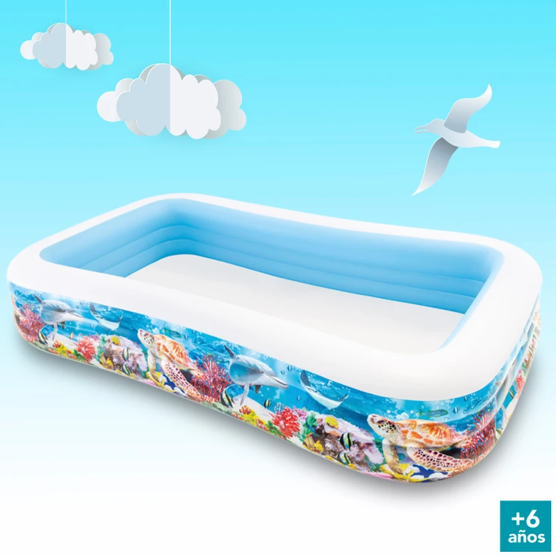 Piscina Hinchable Rectangular Intex Tropical, 305x183x56 Cm, Azul