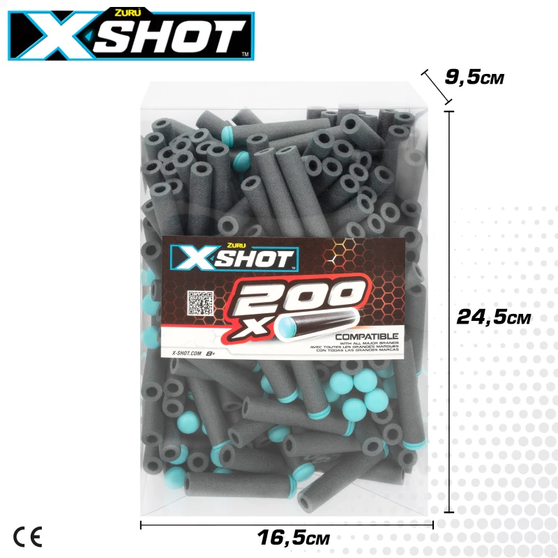 Dardos de Gomaespuma X-Shot Pack 200 Unidades, 16,5x9,5x24,5 Cm, Multicolor
