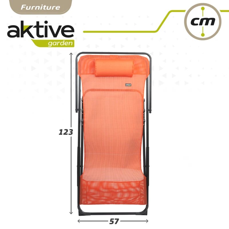 Silla Hamaca Plegable Multiposición con Cojín Aktive, 53x78x87 Cm, Naranja