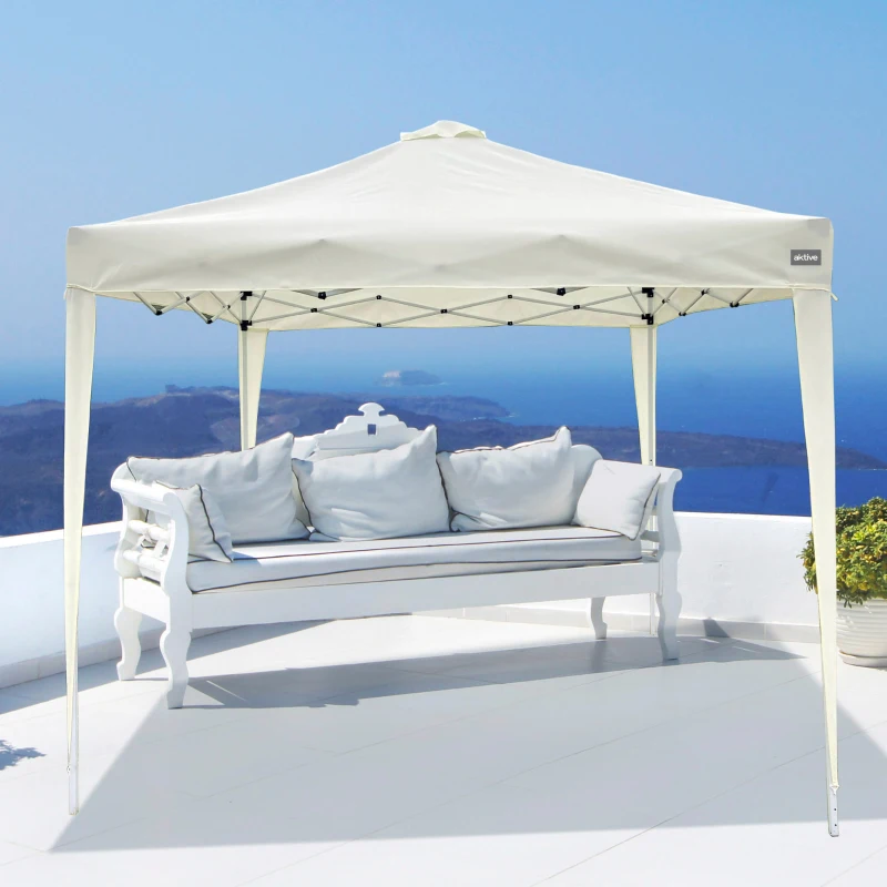 Cenador Plegable con Altura Ajustable, 300x300x240-250 Cm, Blanco
