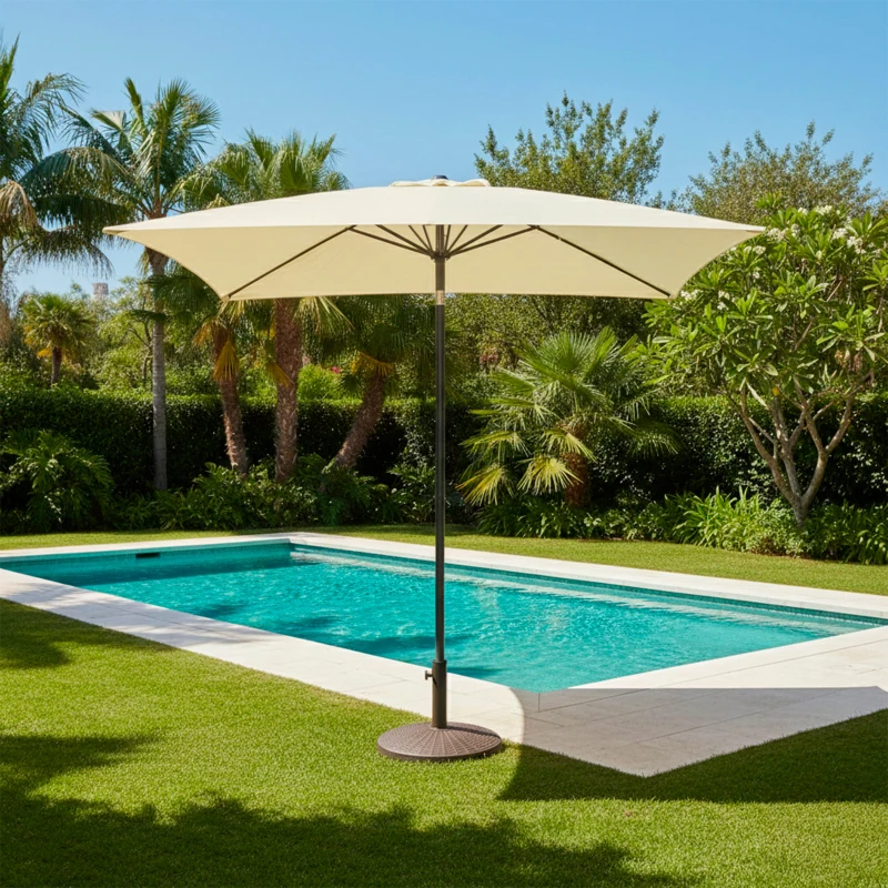 Sombrilla para Jardín Cuadrada Protección UV50, 270x270x260 Cm, Crema