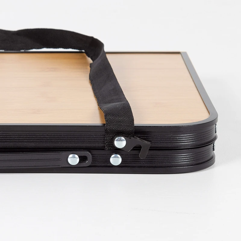 Mesa Plegable de Camping Efecto Bambú, 60x40x25 Cm, Madera