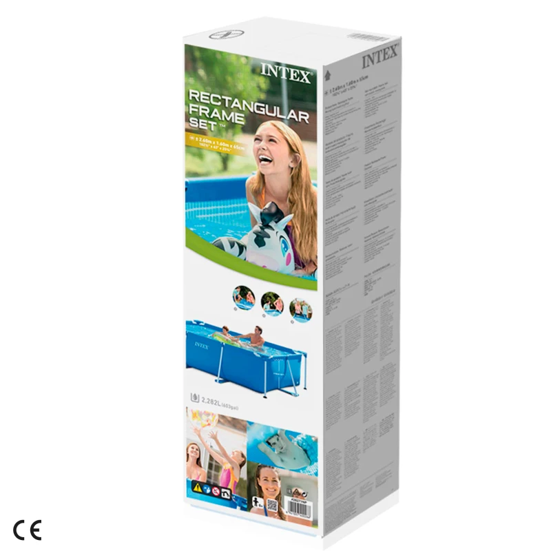 Piscina Desmontable Rectangular con Estructura Metálica, 260x160x65 Cm, Azul
