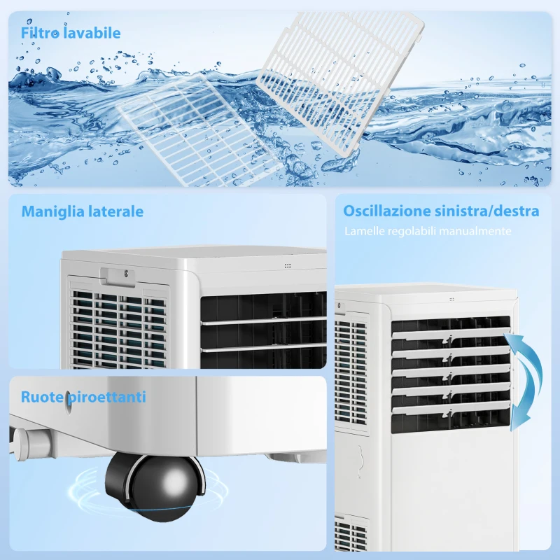 HOMCOM 5000 BTU Portable AC, 4-in-1 Unit: Cooling, Dehumidifying, Fan, Sleep Mode