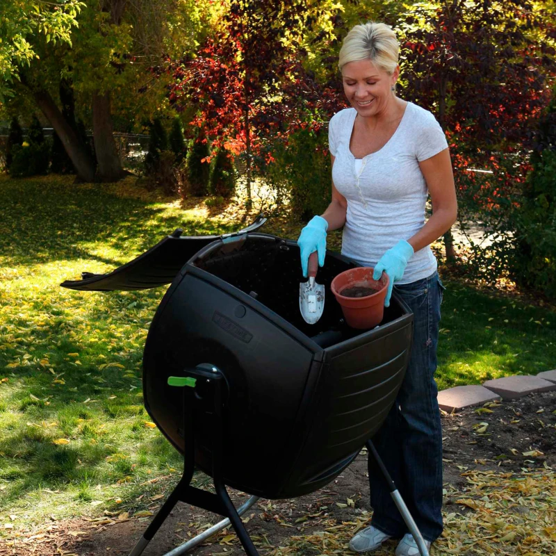 Compostador Doméstico Lifetime Ultrarresistente 189 L, 75x81x113 Cm, Negro