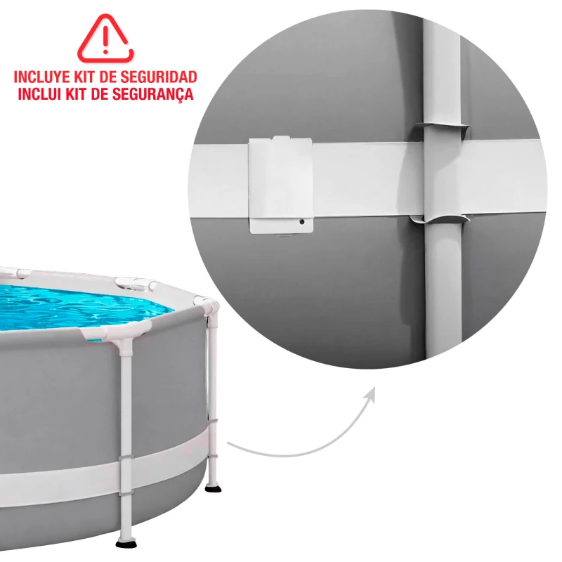 Piscina Desmontable Redonda Prisma Frame Intex con Depuradora y Accesorios, 549x549x122 Cm, Azul/Gris