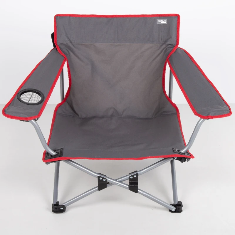 Silla Baja Plegable de Camping Poliéster 600D y Estructura de Acero, 15x15x70 Cm, Gris