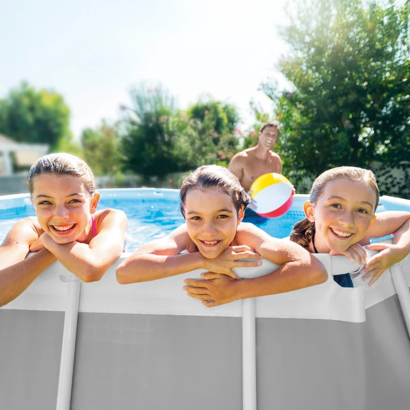 Piscina Desmontable Ovalada Prisma Frame con Depuradora, 503x274x122 Cm, Gris