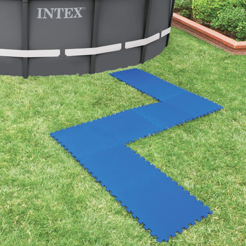Protector de Suelo Intex Pack 8 Piezas Encajables 50x50x1 Cm, Azul