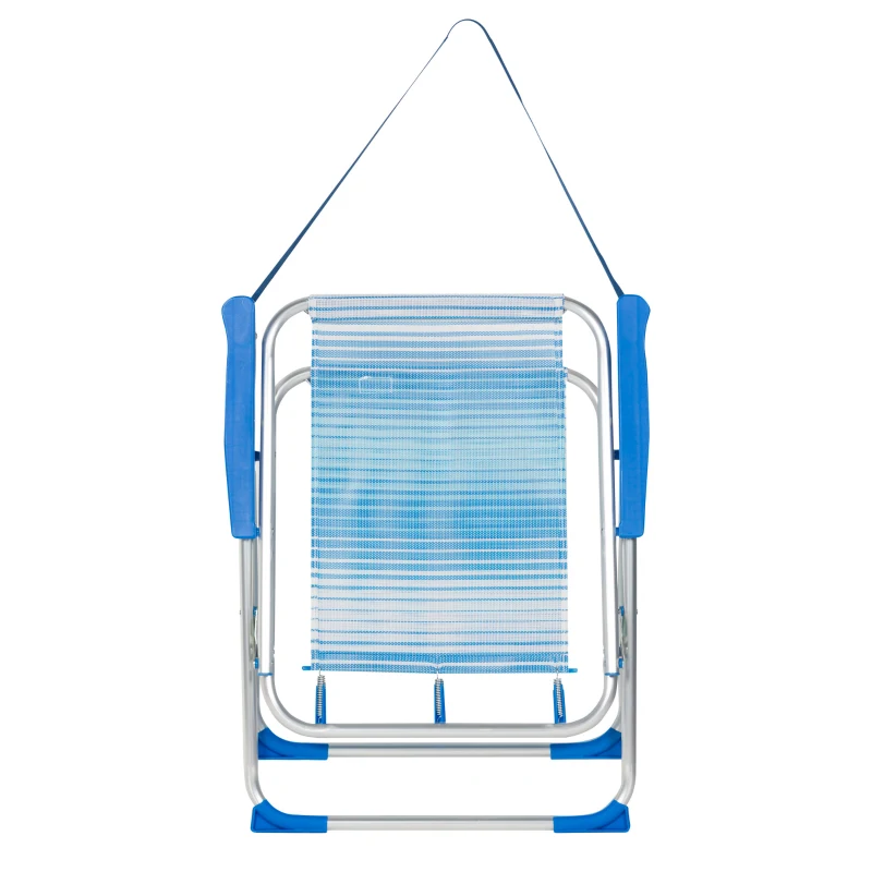 Silla de Playa Alta Plegable Soporta 110 Kg, 53x6x68 Cm, Azul a Rayas