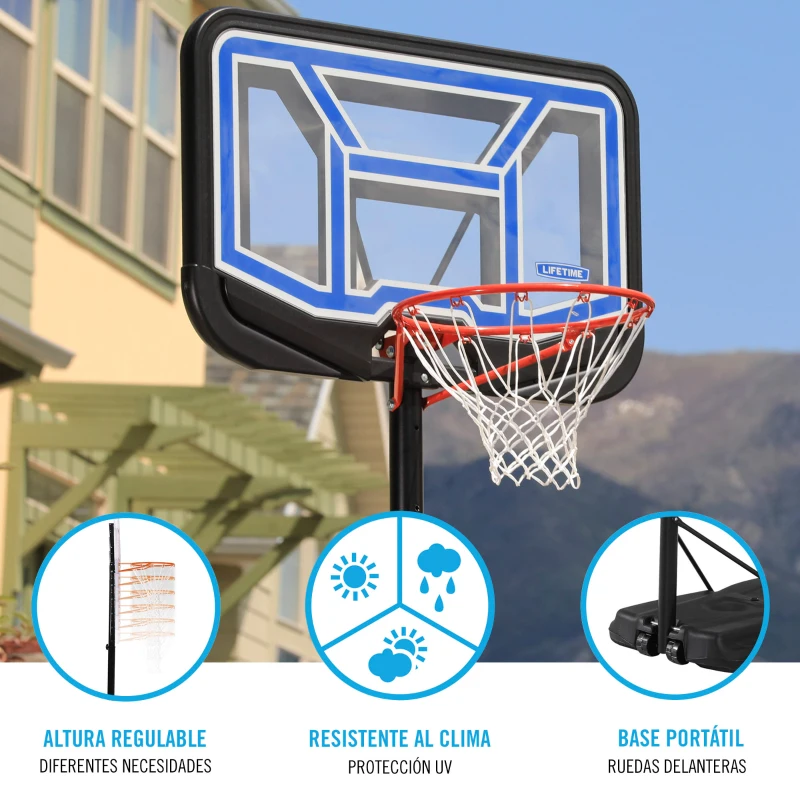 Canasta de Baloncesto Portátil Ultrarresistente Regulable 230-305 Cm, 112x5x76 Cm, Negro