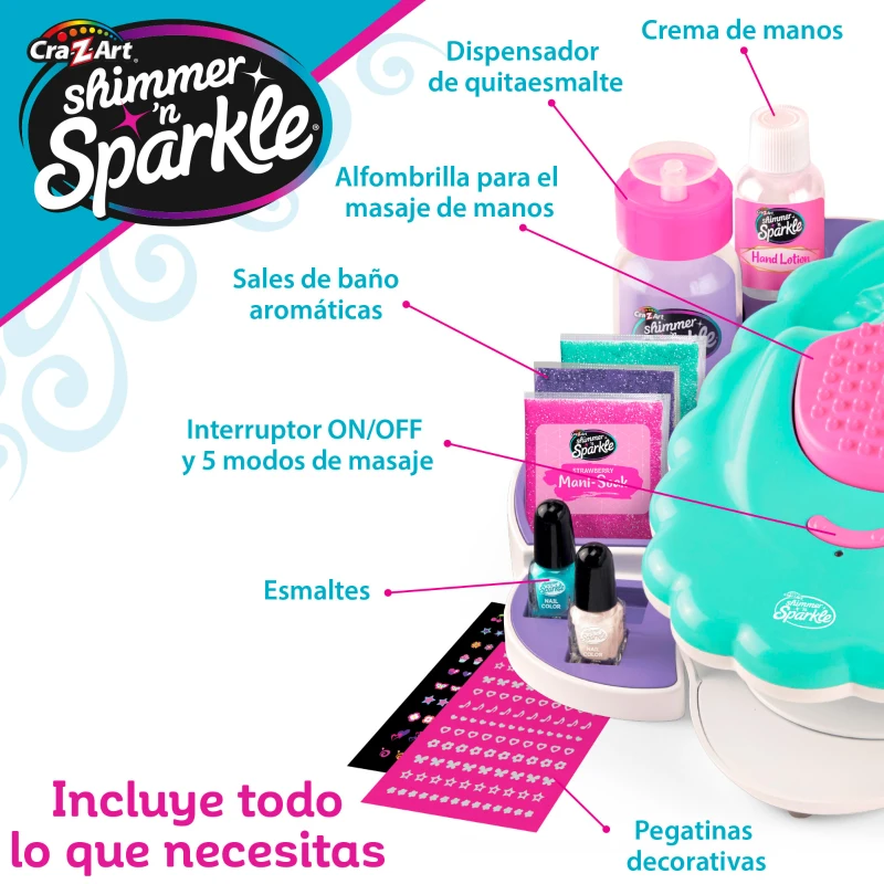 Spa de Uñas 5 en 1 Shimmer 'N Sparkle, 35,5x12,5x30 Cm, Multicolor