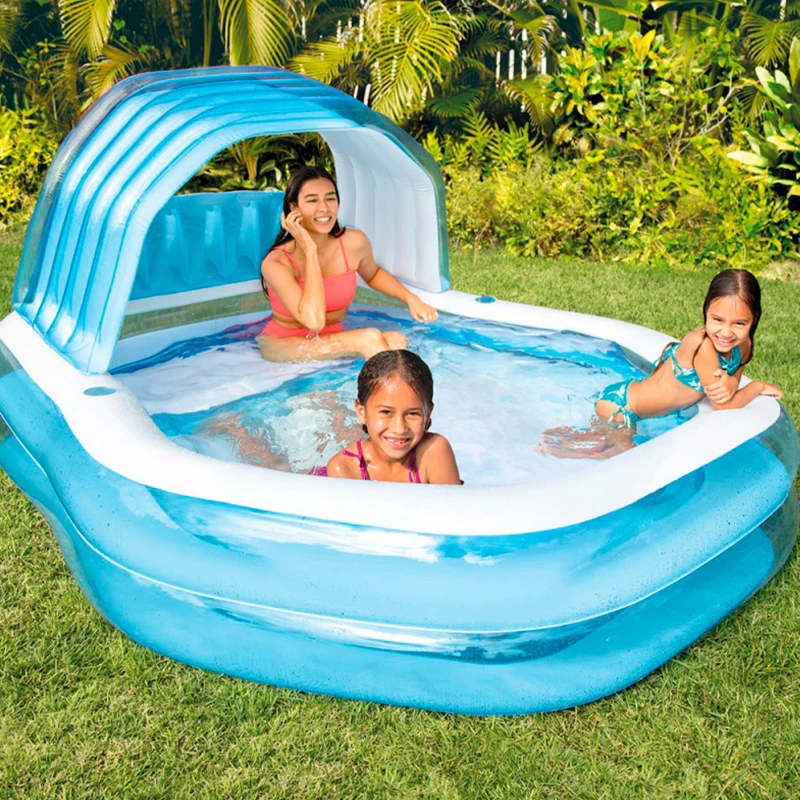 Piscina Hinchable Infantil con Sillón y Toldo, 229x191x135 Cm, Azul