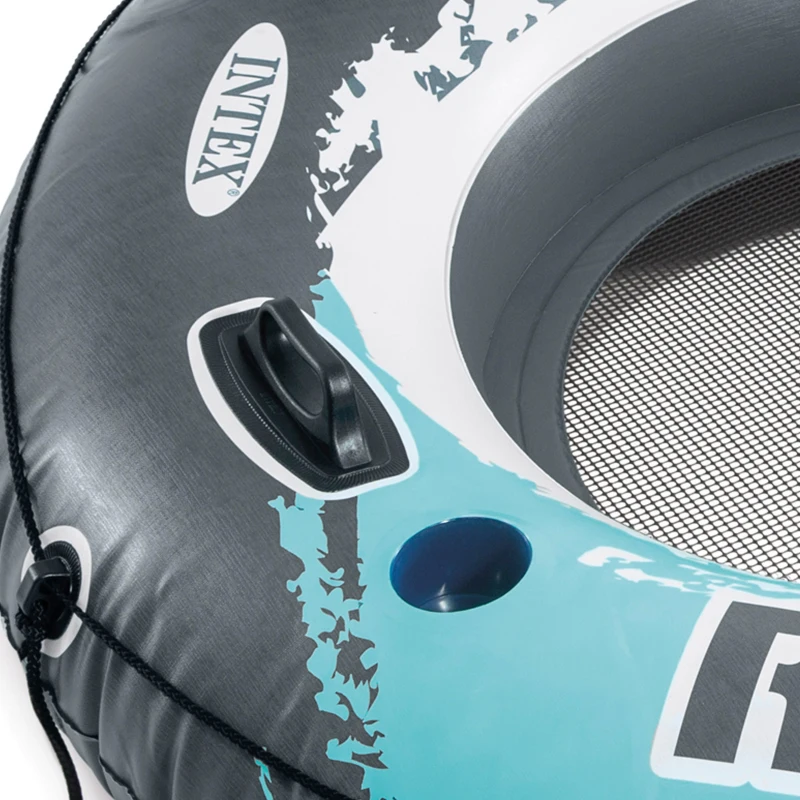 Flotador Rueda Hinchable INTEX con Respaldo, Ø135 Cm, Azul, Blanco y Gris