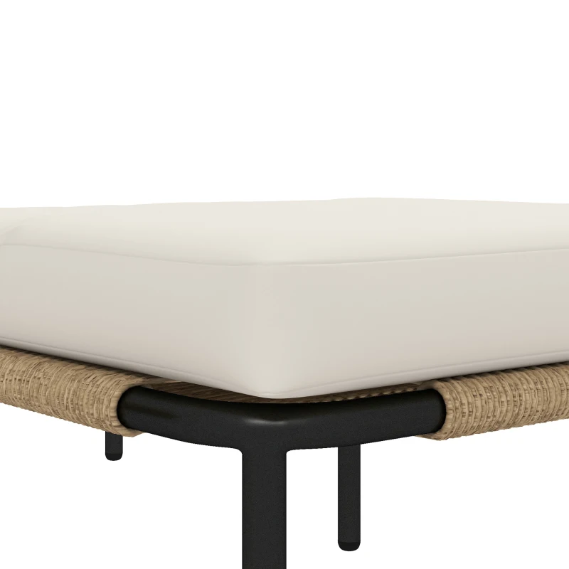 Outsunny Set Giardino 5 Pezzi, Rattan Componibile L con Cuscini, 192x126x60 cm, Colore Cachi