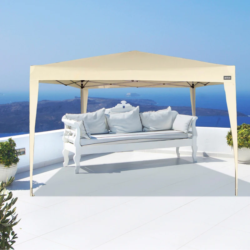 Cenador Plegable Estructura Acero Montaje Rápido, 300x300x240/250 Cm, Crema