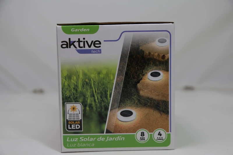 Pack 4 Focos Solares LED Baliza Removible, 10,5x10,5x11 Cm, Negro y Blanco