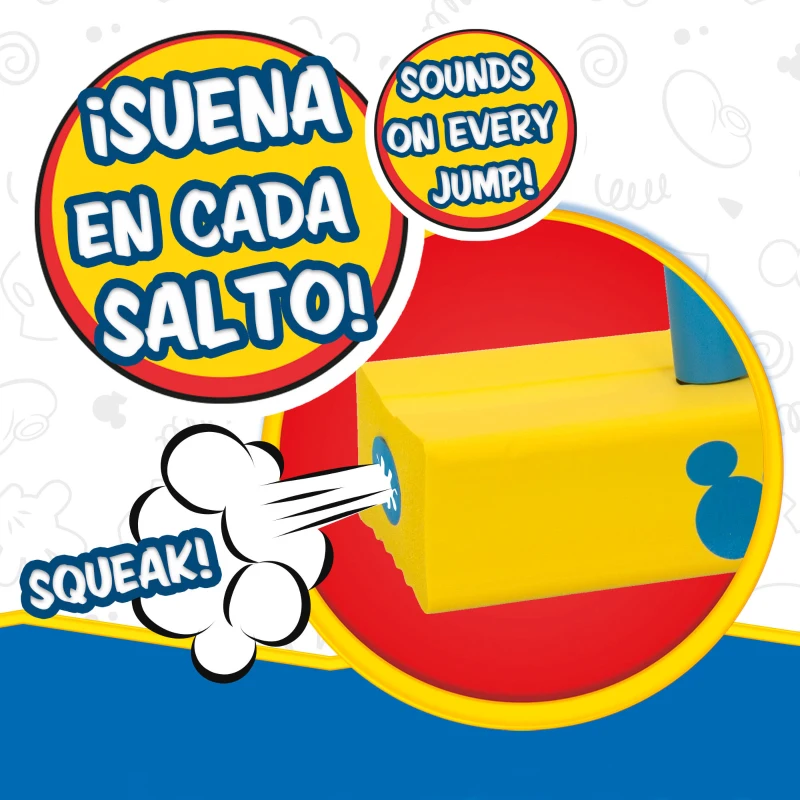 Saltador Pogo 3D Mickey, Base de Espuma Sonora y Mango Antideslizante, 22,5x9,5x42 Cm, Amarillo y Azul