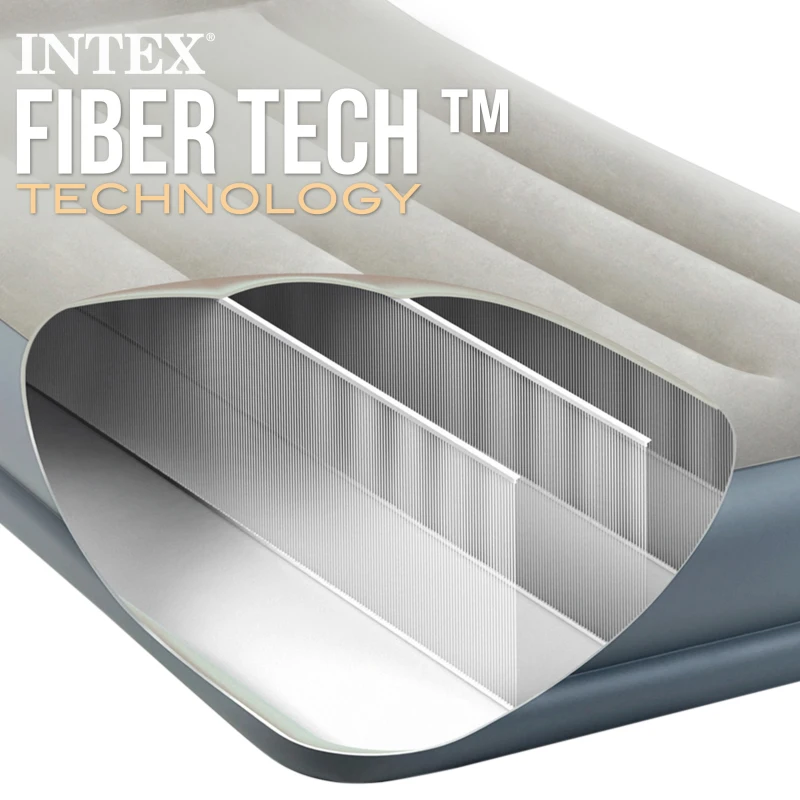 Colchón Hinchable Individual Intex Dura-Beam Estándar, Almohada Integrada, 99x191x30 Cm, Gris