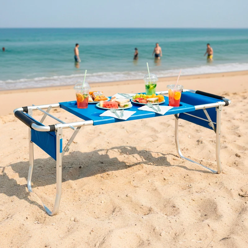 Carro Mesa Playa Plegable 2 en 1 Aktive, 50x52x105 Cm, Azul