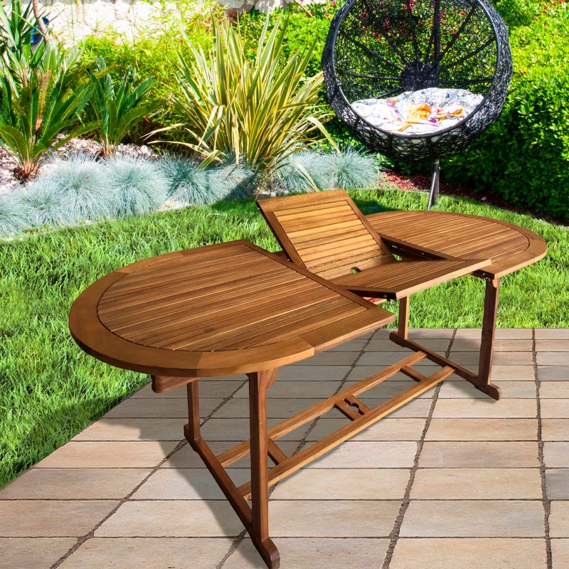 Mesa de Jardín Extensible 6-8 Comensales Acacia 150/200x90x74 Cm, Marrón