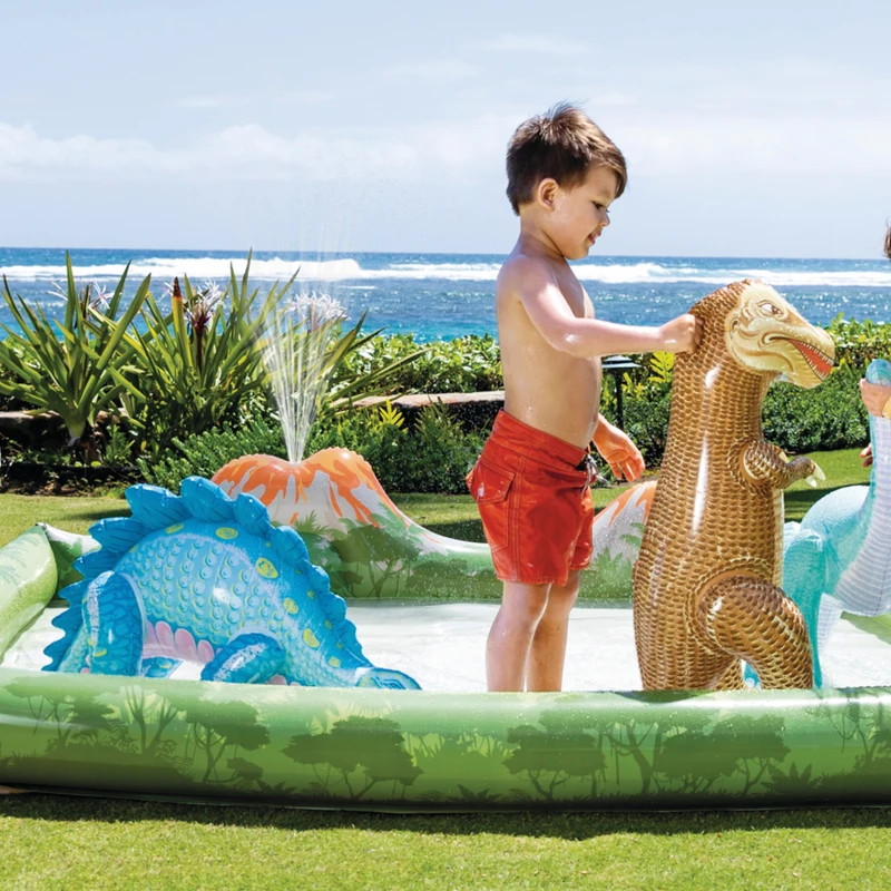 Centro de Juegos Hinchable con Difusor de Agua y Figuras, 201x201x36 Cm, Multicolor