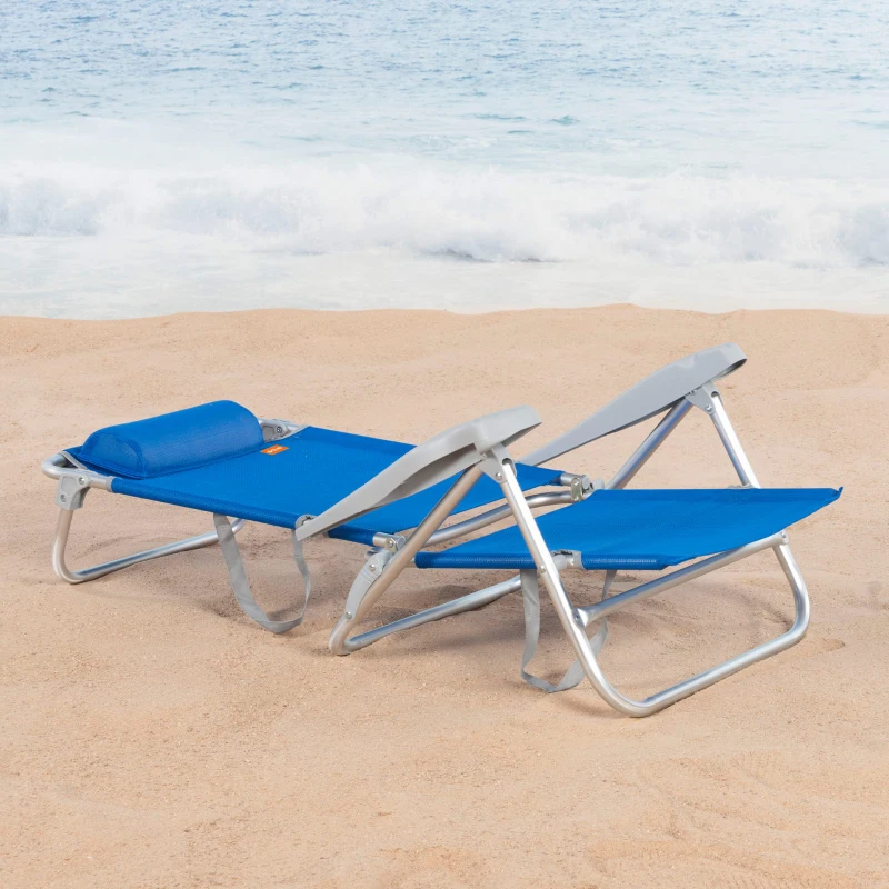 Silla de Playa Aktive Plegable Reclinable 8 Posiciones, 74x12x65 Cm, Azul