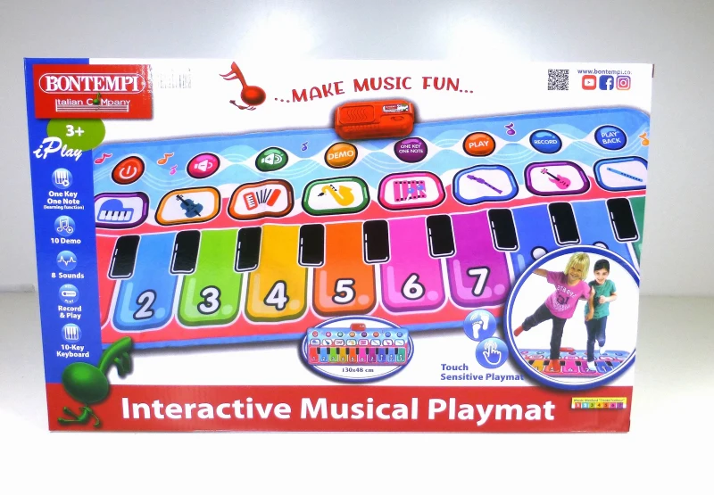 Alfombra Piano Infantil Interactiva 10 Teclas, 129,5x55x0,5 Cm, Multicolor