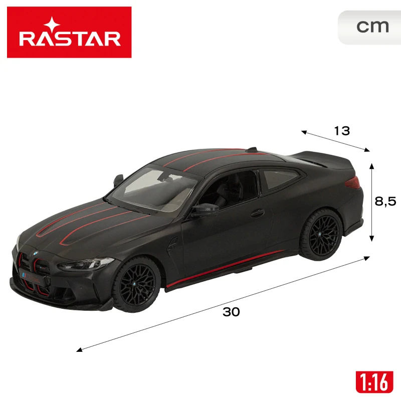 Coche Teledirigido BMW M4 CSL Escala 1:16 y Luces, 38x19x17 Cm, Negro Metalizado