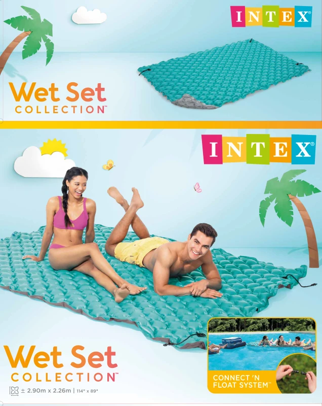 Colchoneta Hinchable Acolchada para 3 Personas, 290x226 Cm, Turquesa