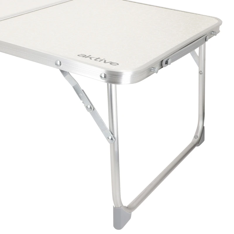 Mesa Plegable Aktive Camping Estructura Aluminio Tablero MDF, 60x40x25 Cm, Crema