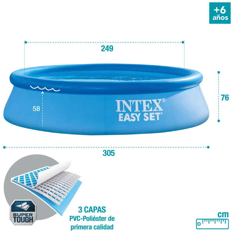 Piscina Hinchable Intex Easy Set con Depuradora, 305x305x76 Cm, Azul