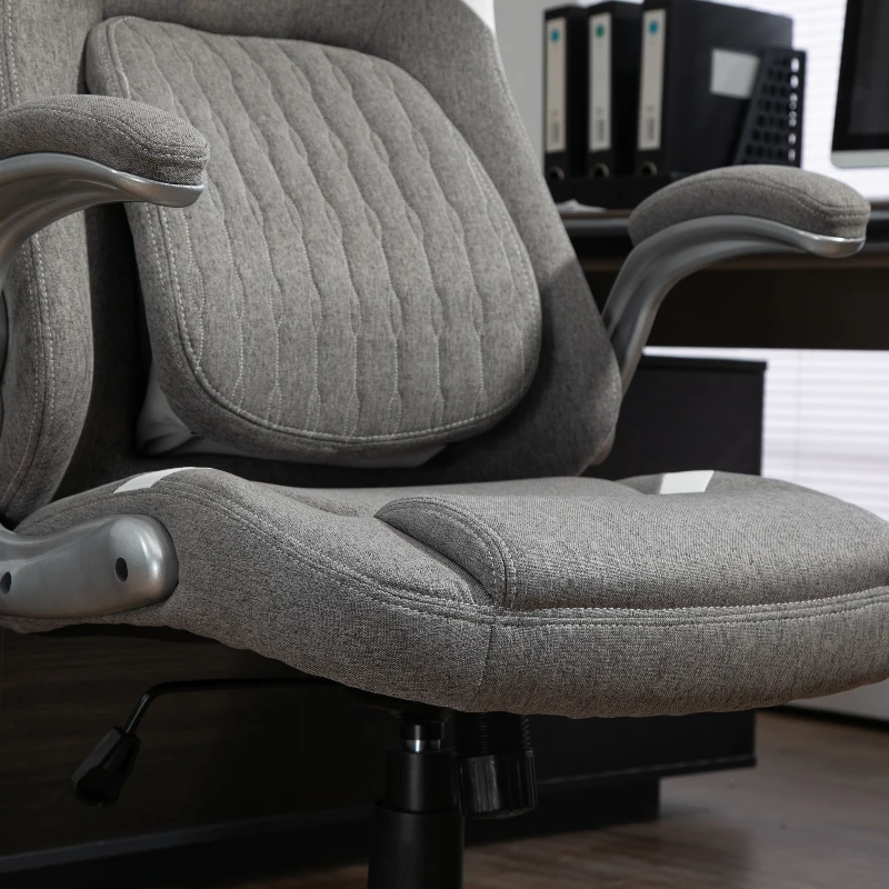 Vinsetto Linen-Look Office Chair, with Adjustable Height and Tension - Grey