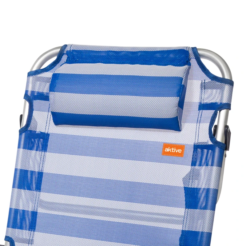 Silla Plegable Multiposición con Cojín y Estructura de Aluminio, 48x46x84 Cm, Azul