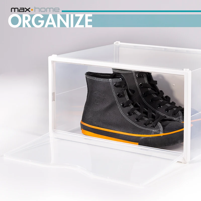 Pack 6 Cajas Zapatos Apilables Antivuelco 35x27x18,5 Cm, Semitransparente