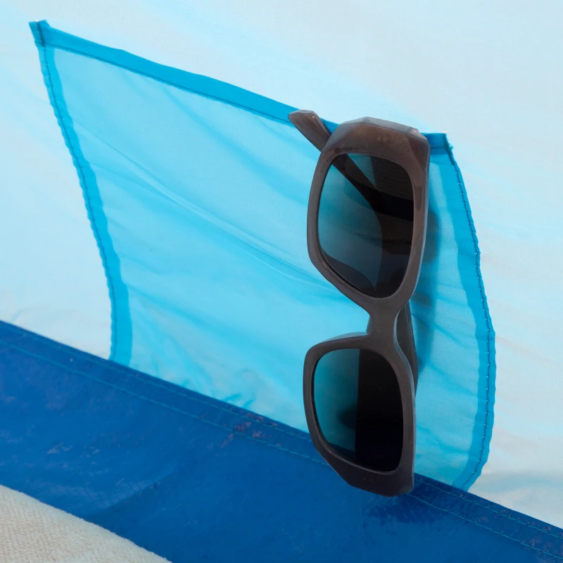 Paravientos Playa Plegable para 2 Personas con Suelo y Bolsillo, 62x8x9 Cm, Azul