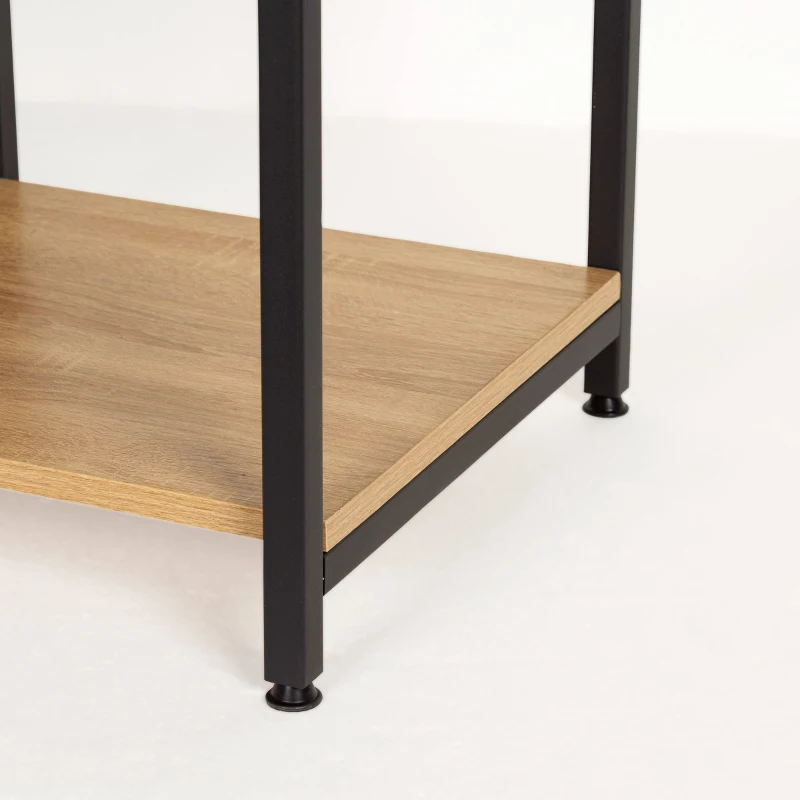 Perchero Zapatero Industrial con 4 Estantes y 15 Ganchos, 102x40x180 Cm, Negro