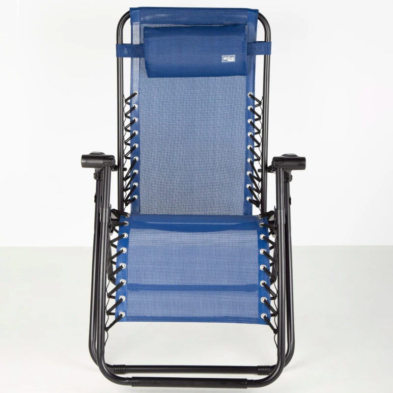 Silla Plegable Gravedad Cero con Estructura de Acero, 86,5x13,5x67 Cm, Azul