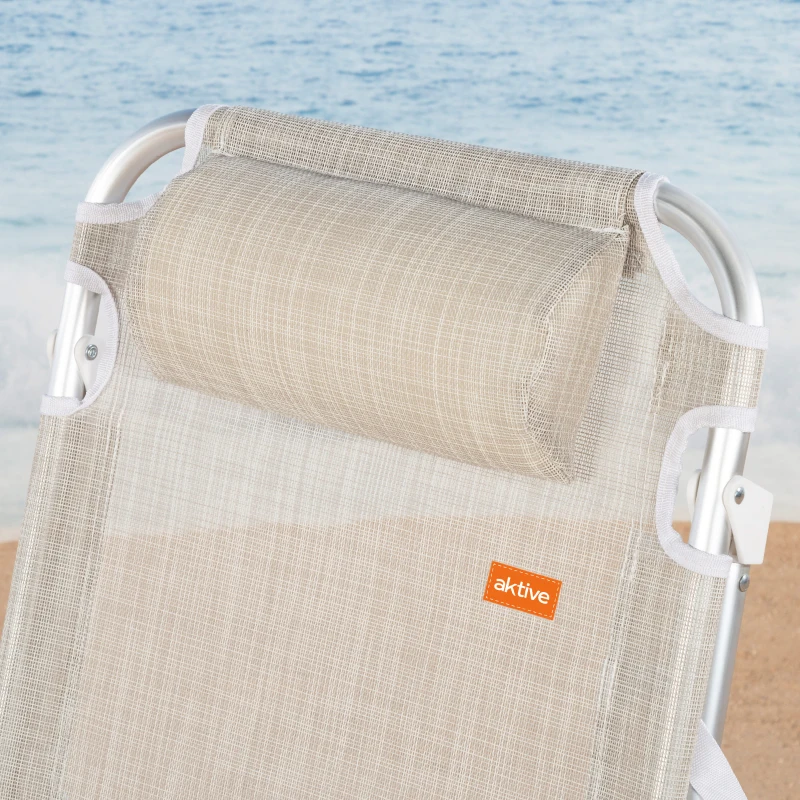 Silla de Playa Plegable 2 en 1 con Cojín Acolchado 48x60x90 Cm, Beige