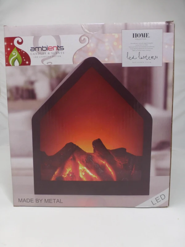 Chimenea Eléctrica LED Minimalista Pentagonal, 20x14x23 Cm, Negro