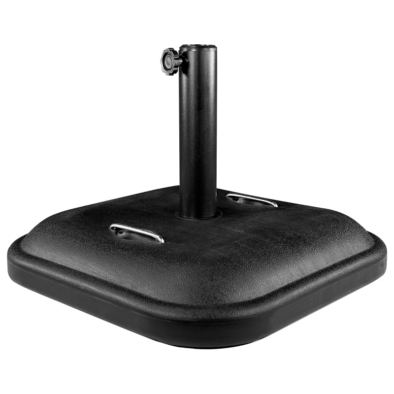 Base Cuadrada para Sombrilla Ajustable Ø38/48 Mm con Asas, 48x48x34 Cm, Negro