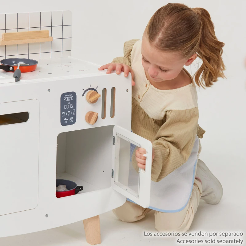 Cocina Infantil de Madera Retro Teamson, 55x30x63 Cm, Madera Natural