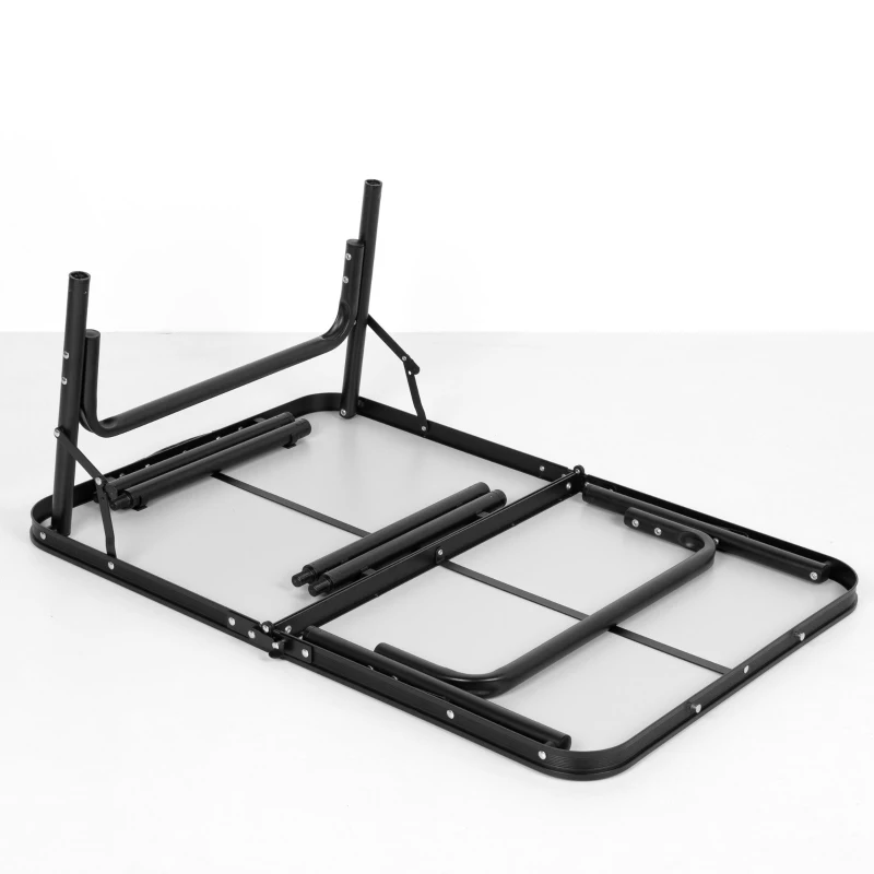 Mesa Plegable Camping Maletín Nivelable Antideslizante, 64x8x48,5 Cm, Negro