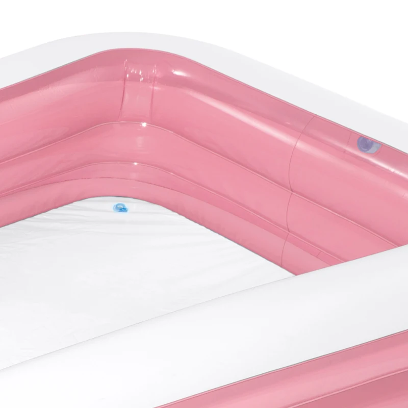 Piscina Hinchable Infantil Rectangular 3 Aros PVC 0,3 Mm, 305x183x56 Cm, Rosa y Blanco