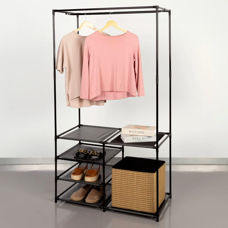 Armario Abierto 4 Estantes de Tela, 87x45x158 Cm, Gris