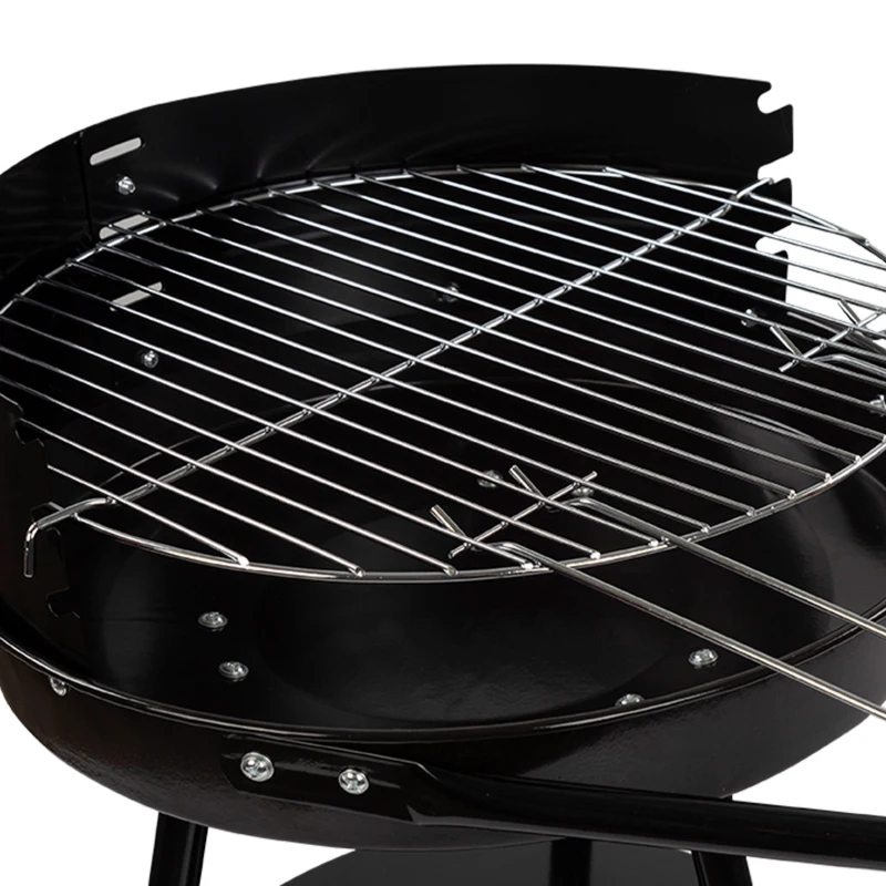 Barbacoa de Carbón Portátil Aktive, Parrilla Regulable 3 Alturas, 42x77 Cm, Negro