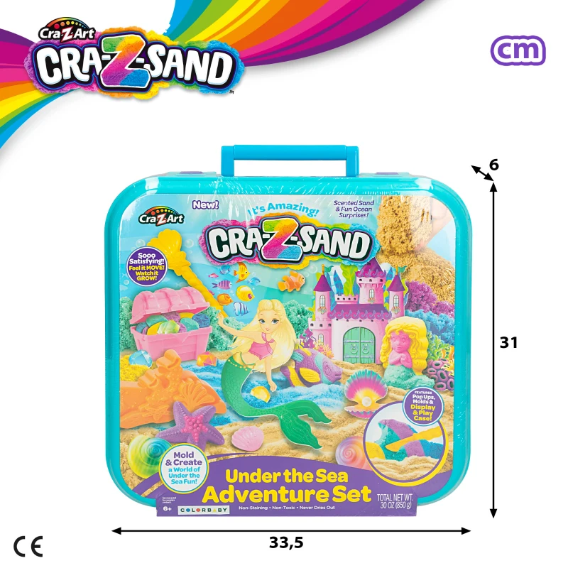 Juego Arena Mágica Moldeable 850 G con 5 Moldes y Cofre, 33,5x6x31 Cm, Multicolor