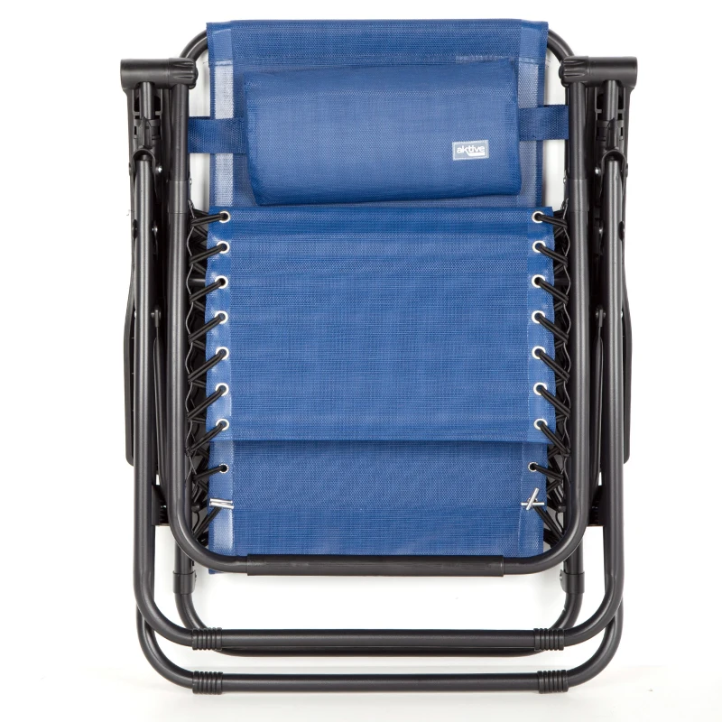 Silla Plegable Gravedad Cero con Estructura de Acero, 86,5x13,5x67 Cm, Azul