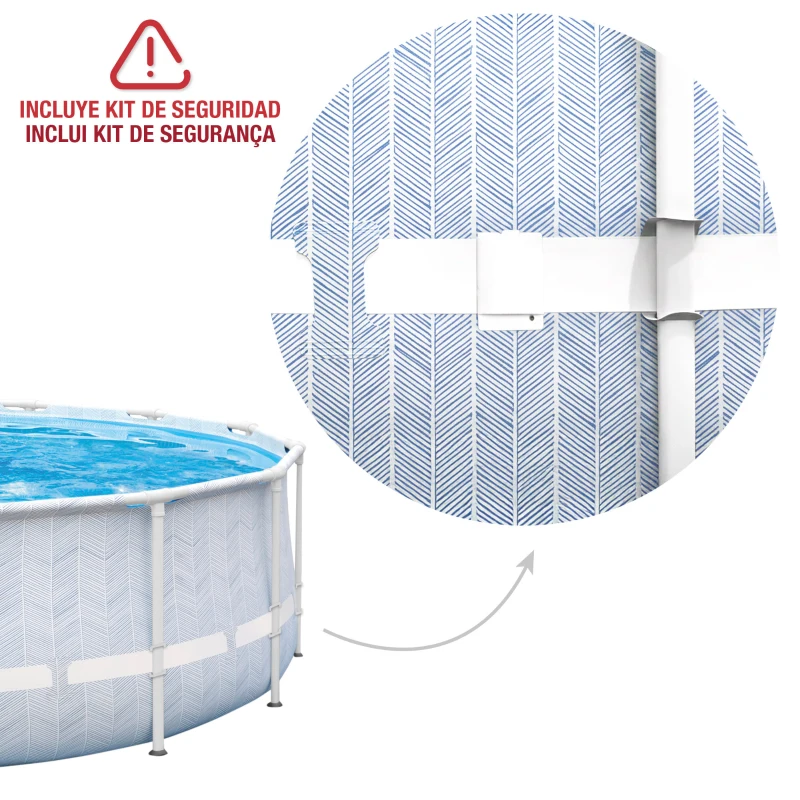 Piscina Desmontable Circular INTEX Prism Frame Premium, 488x488x122 Cm, Gris Claro